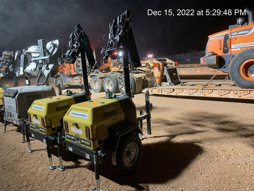 2022 Allmand NLV3GR (4) LED Light Fixture 350W, 23' Vertical Mast, 3kW Prime, Towable, ES Decals, T3