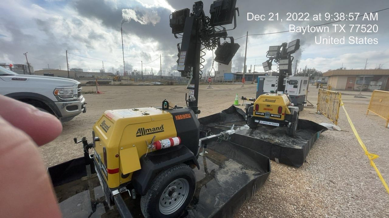 2022 Allmand NLV3GR (4) LED Light Fixture 350W, 23' Vertical Mast, 3kW Prime, Towable, Deep Sea L401, Leveling Jacks, Yanmar T4F 5.8hp