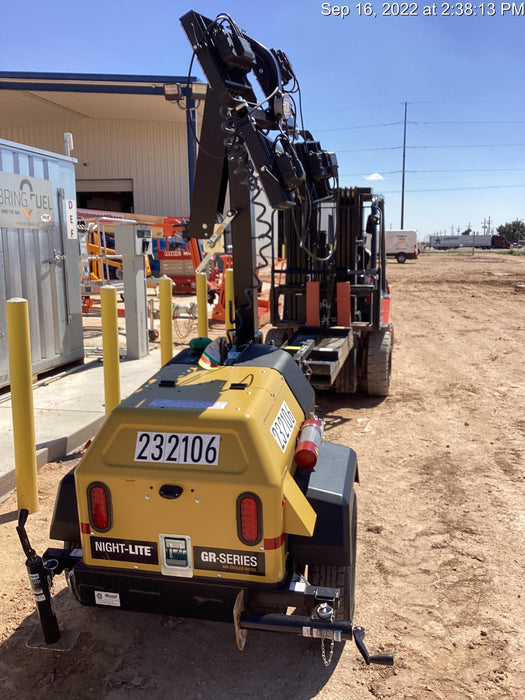 2022 Allmand NLV3GR (4) LED Light Fixture 350W, 23' Vertical Mast, 3kW Prime, Towable, Deep Sea L401, Leveling Jacks, Yanmar T4F 5.8hp