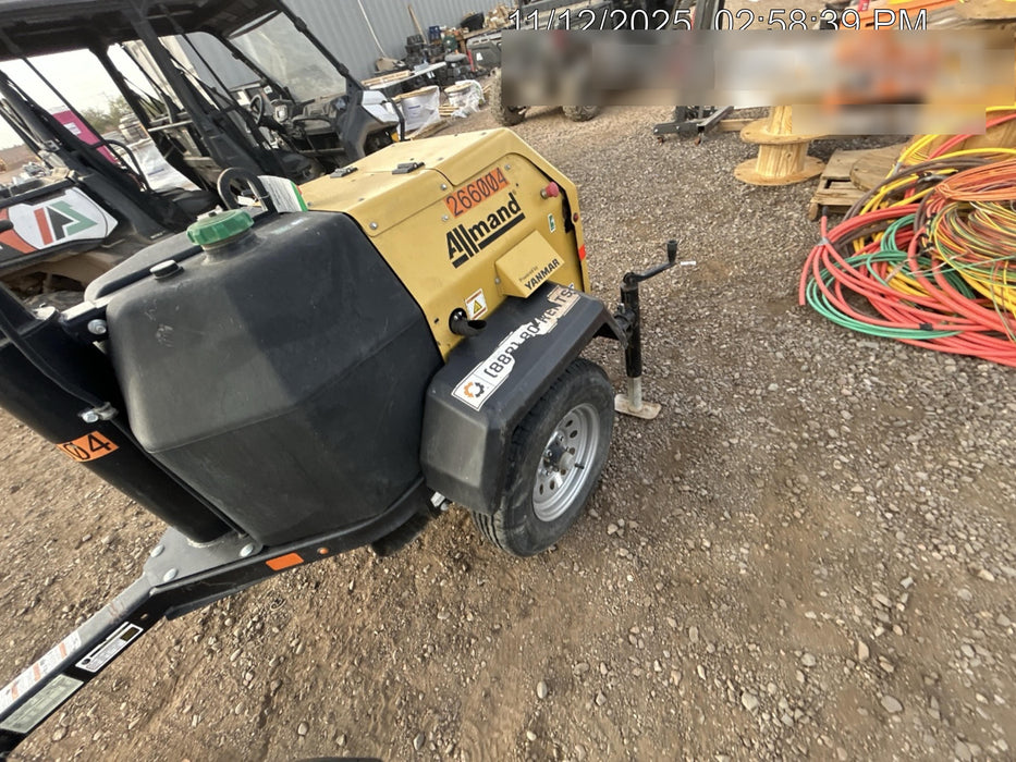 2022 Allmand NLV3GR (4) LED Light Fixture 350W, 23' Vertical Mast, 3kW Prime, Towable, ES Decals, T3