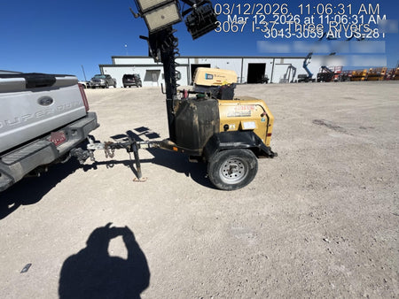 2022 Allmand NLV3GR (4) LED Light Fixture 350W, 23' Vertical Mast, 3kW Prime, Towable, Deep Sea L401, Leveling Jacks, Yanmar T4F 5.8hp