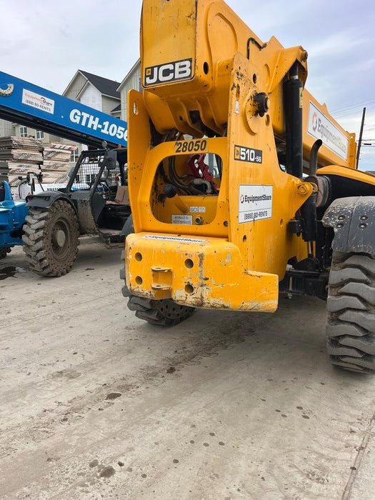 2019 JCB 510-56 Open ROPS, 74 HP, Solid Tires, Worklights, Beacon, Aux Hydraulics, Lifting Eye 60" Carriage/60" Forks