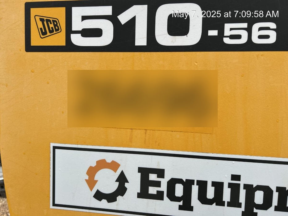 2019 JCB 510-56 74 HP, Beacon, Worklights, Aux Hydraulics, Solid Tires, 60" Carriage/Forks