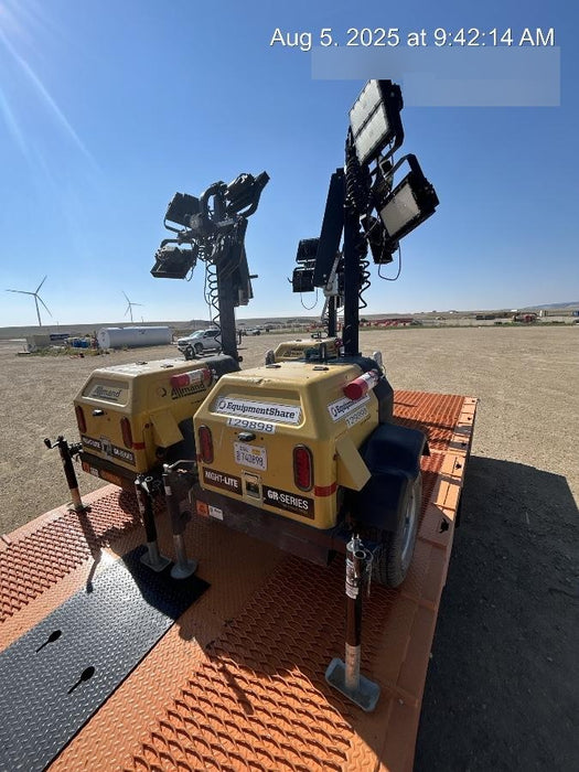 2021 Allmand NLV3GR (4) LED Light Fixture 350W, 23' Vertical Mast, 3kW Prime, Towable, Deep Sea L401, Leveling Jacks, Yanmar T4F 5.8hp