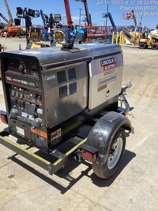 2022 Lincoln Electric Vantage 322 Trlr Mounted, Cable Rack, Light Kit