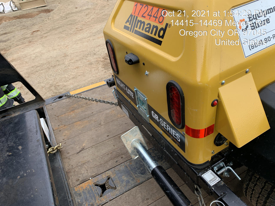 2021 Allmand NLV3GR (4) LED Light Fixture 350W, 23' Vertical Mast, 3kW Prime, Towable, Deep Sea L401, Leveling Jacks, Yanmar T4F 5.8hp