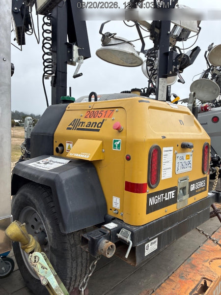 2022 Allmand NLV3GR (4) LED Light Fixture 350W, 23' Vertical Mast, 3kW Prime, Towable, Deep Sea L401, Leveling Jacks, Yanmar T4F 5.8hp