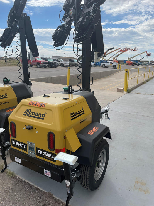 2022 Allmand NLV3GR (4) LED Light Fixture 350W, 23' Vertical Mast, 3kW Prime, Towable, ES Decals, T3