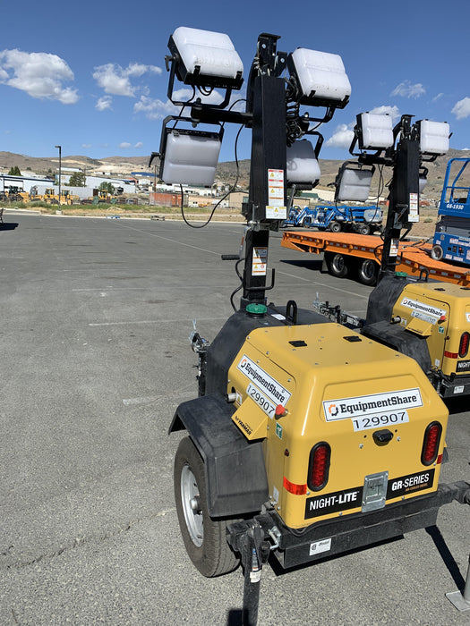 2021 Allmand NLV3GR (4) LED Light Fixture 350W, 23' Vertical Mast, 3kW Prime, Towable, Deep Sea L401, Leveling Jacks, Yanmar T4F 5.8hp