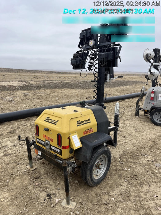 2021 Allmand NLV3GR (4) LED Light Fixture 350W, 23' Vertical Mast, 3kW Prime, Towable, Deep Sea L401, Leveling Jacks, Yanmar T4F 5.8hp