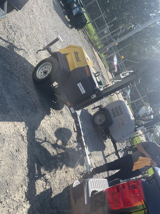 2022 Allmand NLV3GR (4) LED Light Fixture 350W, 23' Vertical Mast, 3kW Prime, Towable, Deep Sea L401, Leveling Jacks, Yanmar T4F 5.8hp