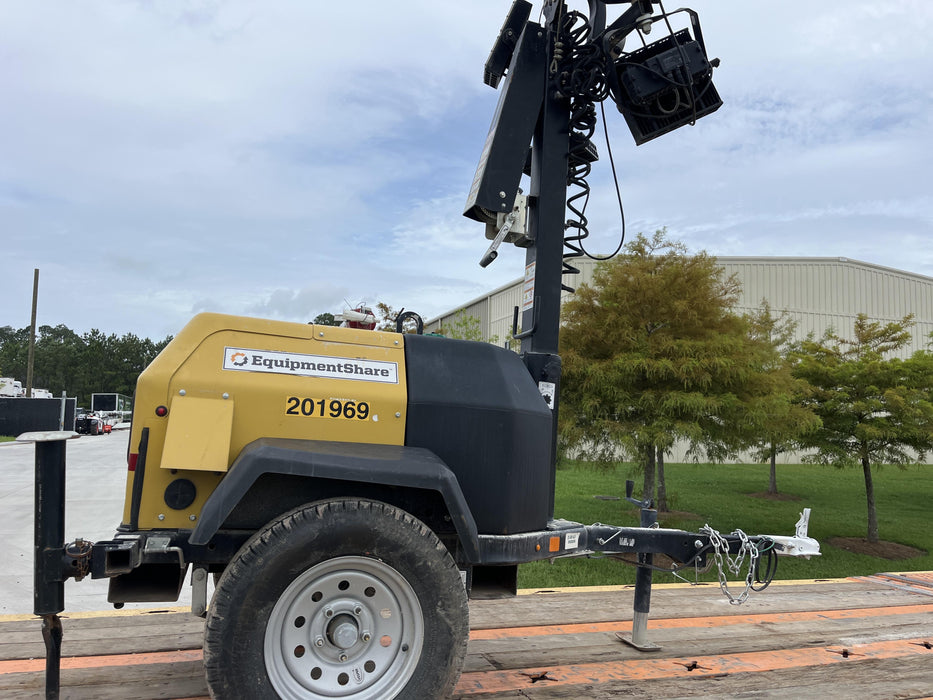 2022 Allmand NLV3GR (4) LED Light Fixture 350W, 23' Vertical Mast, 3kW Prime, Towable, Deep Sea L401, Leveling Jacks, Yanmar T4F 5.8hp