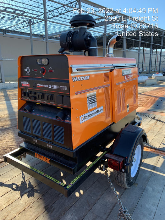 2021 Lincoln Electric Vantage 549X Ready Pak 3, ORANGE (includes trailer, cable rack, fender light kit)