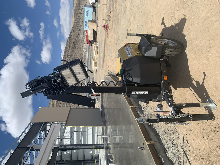 2021 Allmand NLV3GR (4) LED Light Fixture 350W, 23' Vertical Mast, 3kW Prime, Towable, Deep Sea L401, Leveling Jacks, Yanmar T4F 5.8hp