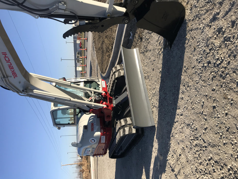 2019 Takeuchi TB290 Cab, AC, Rubber Tracks, Dozer Blade, Travel Alarm, Control Pattern Change Valve, Auxiliary Hydraulics w/18" Quick Coupler Bucket with teeth, 6.2 cu. ft. capacity/24" Quick Coupler Bucket with teeth, 8.6 cu. ft. capacity/36" Quick Coupler Bucket with teeth, 13.4 cu. ft. capacity, Quick Coupler, Hydraulic Thumb Installed