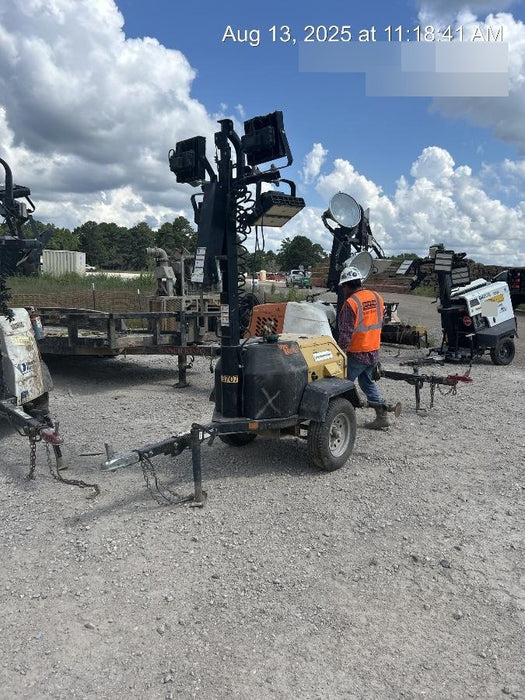 2022 Allmand NLV3GR (4) LED Light Fixture 350W, 23' Vertical Mast, 3kW Prime, Towable, Deep Sea L401, Leveling Jacks, Yanmar T4F 5.8hp