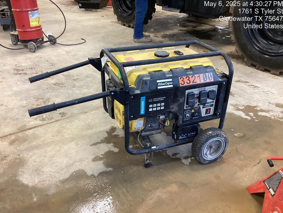 2023 Atlas Copco P6500W 5.5kW, AC390FD Gasoline Engine, Wheel & Handle Kit, (2) 120V Duplex 15A + (1) 120/240V 30A Twist Lock