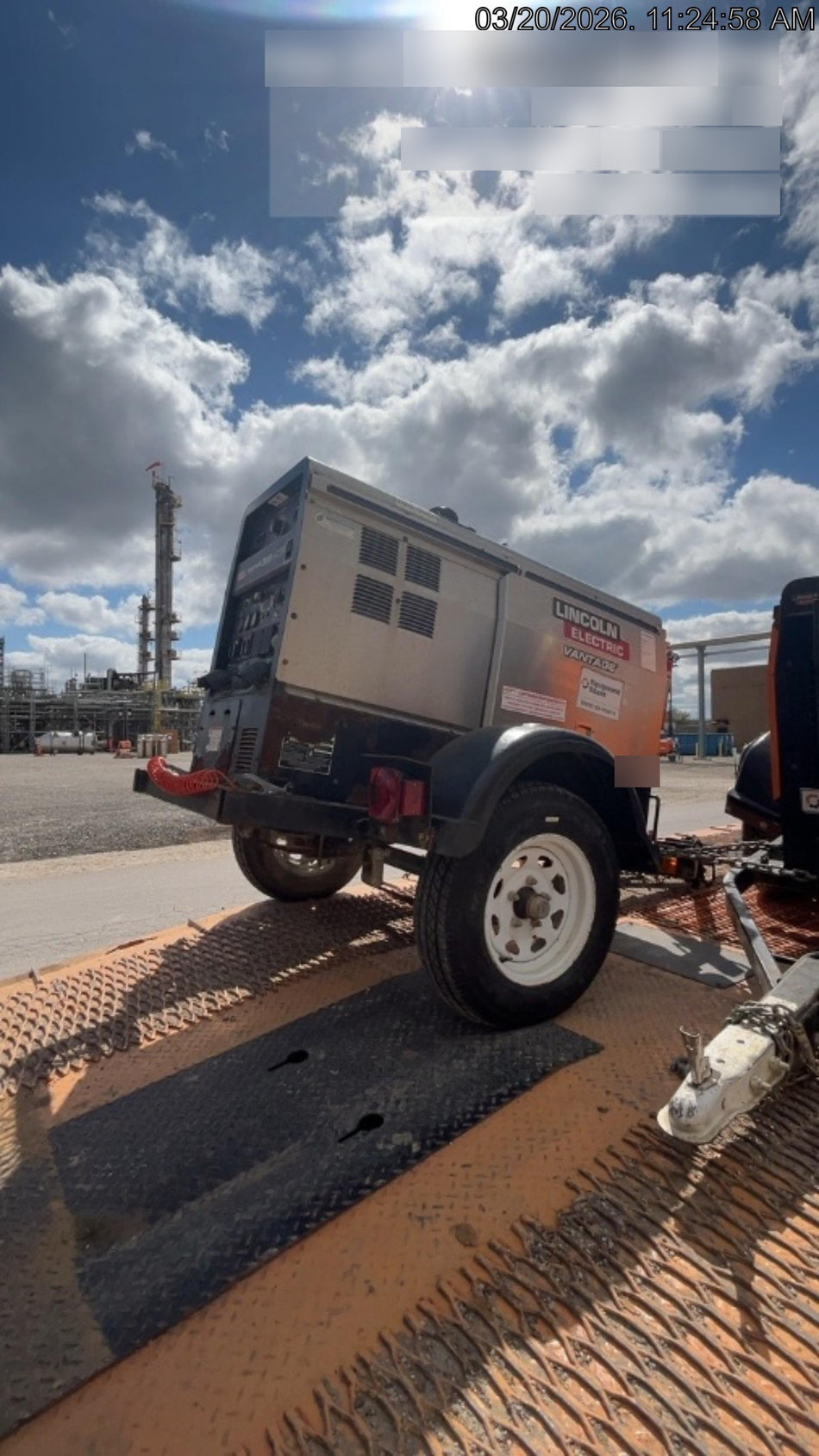 2019 Lincoln Electric Vantage 322 Welder Ready-Pak 3, Two wheel trailer, Fender and Light kit, Cable Rack