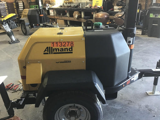 2020 Allmand NLV3GR (4) LED Light Fixture 350W, 23' Vertical Mast, 3kW Prime, Towable, Deep Sea L401, Leveling Jacks, Yanmar T4F 5.8hp