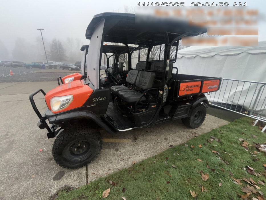 2020 Kubota RTV-X1140W-H 4WD utility cart -LED strobe -Windshield tempered glass -Plastic canopy -Wire harness kit -Backup alarm