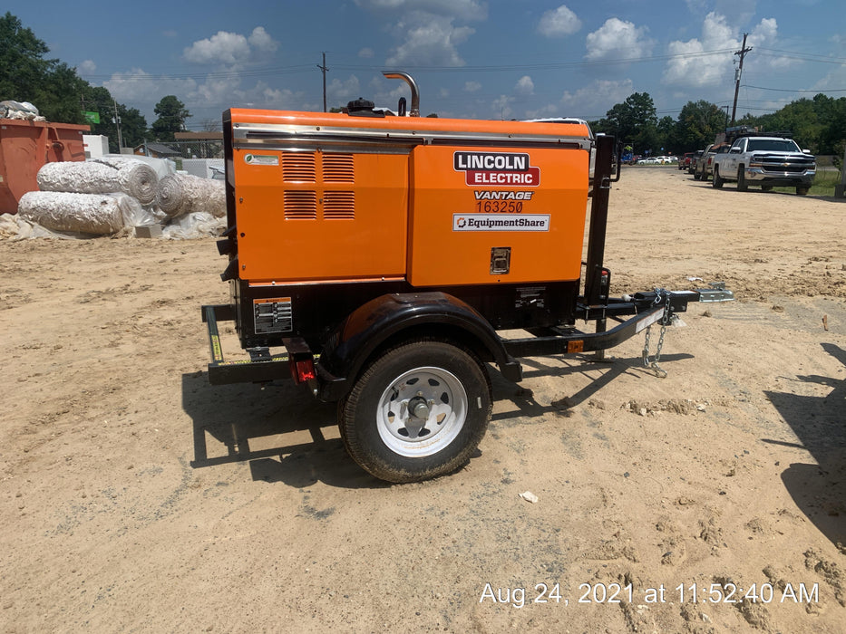 2021 Lincoln Electric Vantage 322 Vantage 322 Ready Pak 3 w/ Decals, ORANGE (includes trailer, cable rack, fender light kit) NO Telematics