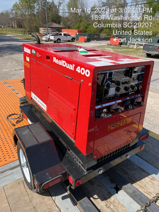 2023 Shindaiwa DGW400MDL Kubota D902 Engine, 23 HP, Dual Op Welder, Wire, Arc, Droop Stick, Tig, and CC Stick Functionality, Simulphase, 3 Phase and 1 Phase Gen Output, Single Axle NB Trlr, Slr Trckl Chrg 12V 12W, Fire Ext