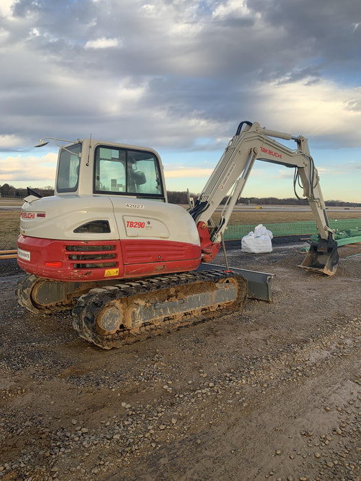 2019 Takeuchi TB290 Cab/Heat/AC Rubber tracks, Dozer blade, Travel alarm, Auxiliary hydraulics Manual QC, Hydraulic thumb, 18", 24", and 36" Buckets