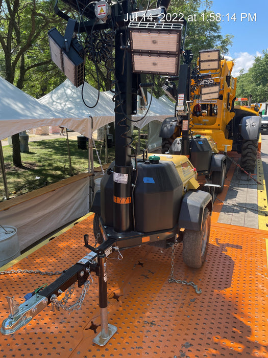 2022 Allmand NLV3GR (4) LED Light Fixture 350W, 23' Vertical Mast, 3kW Prime, Towable, Deep Sea L401, Leveling Jacks, Yanmar T4F 5.8hp