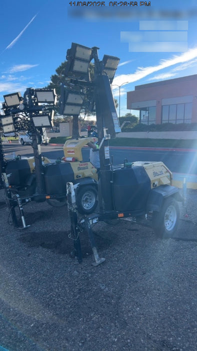 2022 Allmand NLV3GR (4) LED Light Fixture 350W, 23' Vertical Mast, 3kW Prime, Towable, Deep Sea L401, Leveling Jacks, Yanmar T4F 5.8hp