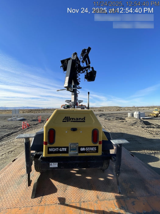 2020 Allmand NLV3GR (4) LED Light Fixture 350W, 23' Vertical Mast, 3kW Prime, Towable, Deep Sea L401, Leveling Jacks, Yanmar T4F 5.8hp