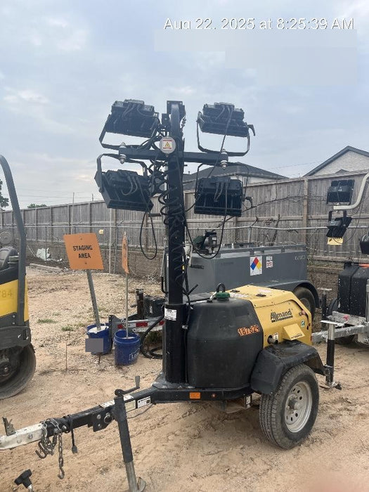 Allmand NLV3GR (4) LED Light Fixture 350W, 23' Vertical Mast, 3kW Prime, Towable, Deep Sea L401, Leveling Jacks, Yanmar T4F 5.8hp