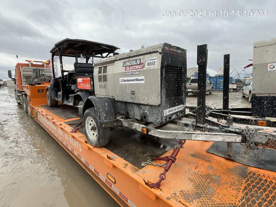 2019 Lincoln Electric Vantage 322 Welder Ready-Pak 3, Two wheel trailer, Fender and Light kit, Cable Rack
