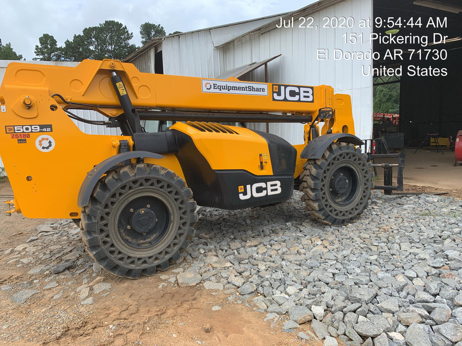 2020 JCB 509-42 Canopy, Solid Tires, Work Lights, Beacon, Aux Hydraulics, Back up Alarm, Lifting Eye, ES Decals