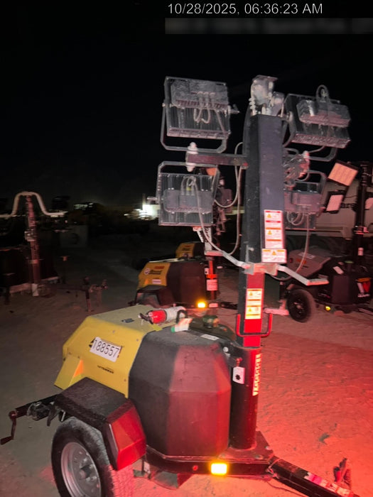 Allmand NLV3GR (4) LED Light Fixture 350W, 23' Vertical Mast, 3kW Prime, Towable, Deep Sea L401, Leveling Jacks, Yanmar T4F 5.8hp