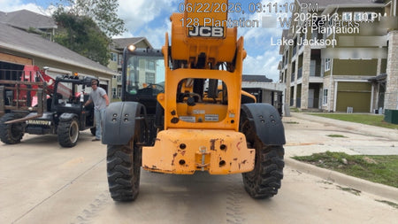 2019 JCB 510-56 Open ROPS, 74 HP, Solid Tires, Worklights, Beacon, Aux Hydraulics, Lifting Eye w/60" Carriage/60" Forks