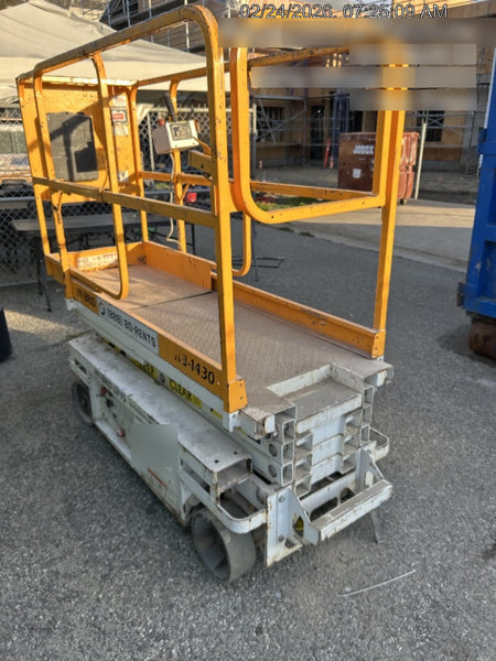 Custom Equipment HB-1430 <ul>
 <li>Hy-Brid Scissor Lift</li>
  <li>Platform capacity up to 670 lbs.</li>
  <li>Working height up to 20 ft</li>
  <li>Weighs under 1,700 lbs.</li>
  <li>Non-marking wheels </li>
</ul>