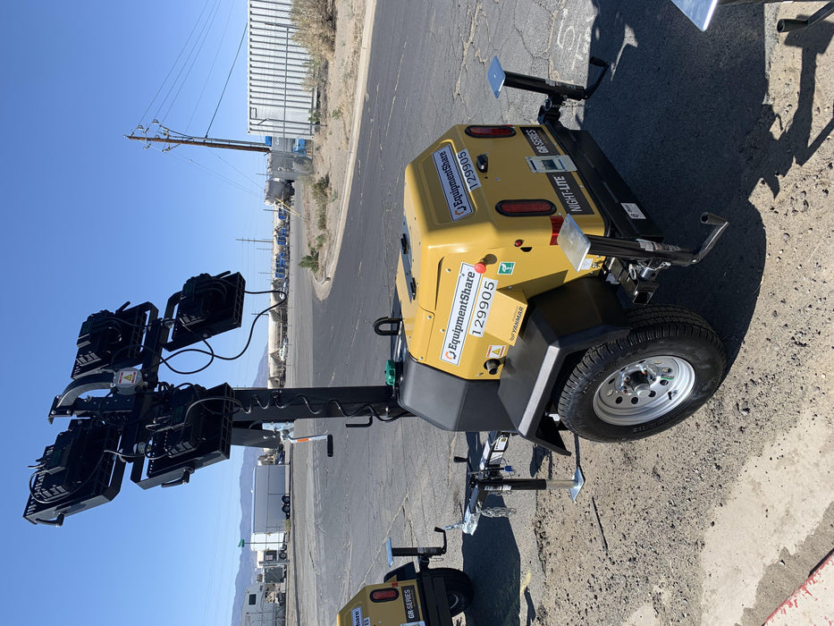 2021 Allmand NLV3GR (4) LED Light Fixture 350W, 23' Vertical Mast, 3kW Prime, Towable, Deep Sea L401, Leveling Jacks, Yanmar T4F 5.8hp