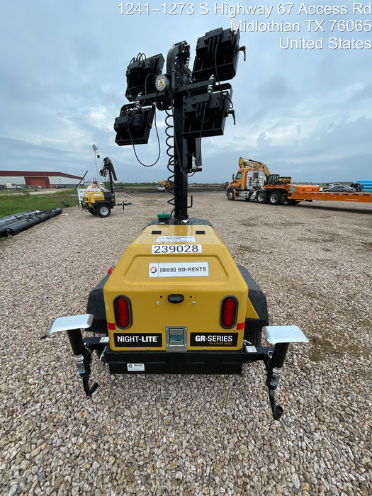 2022 Allmand NLV3GR (4) LED Light Fixture 350W, 23' Vertical Mast, 3kW Prime, Towable, Deep Sea L401, Leveling Jacks, Yanmar T4F 5.8hp