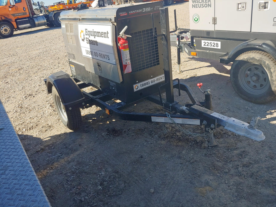 2019 Lincoln Electric Vantage 322 Welder Ready-Pak 3, Two wheel trailer, Fender and Light kit, Cable Rack