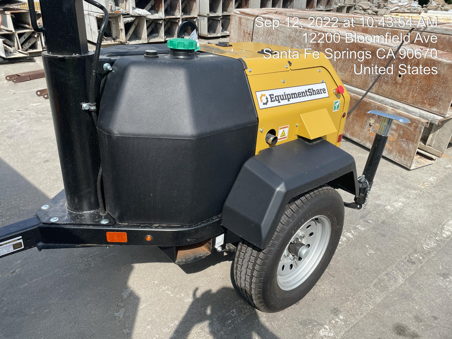 2022 Allmand NLV3GR (4) LED Light Fixture 350W, 23' Vertical Mast, 3kW Prime, Towable, Deep Sea L401, Leveling Jacks, Yanmar T4F 5.8hp