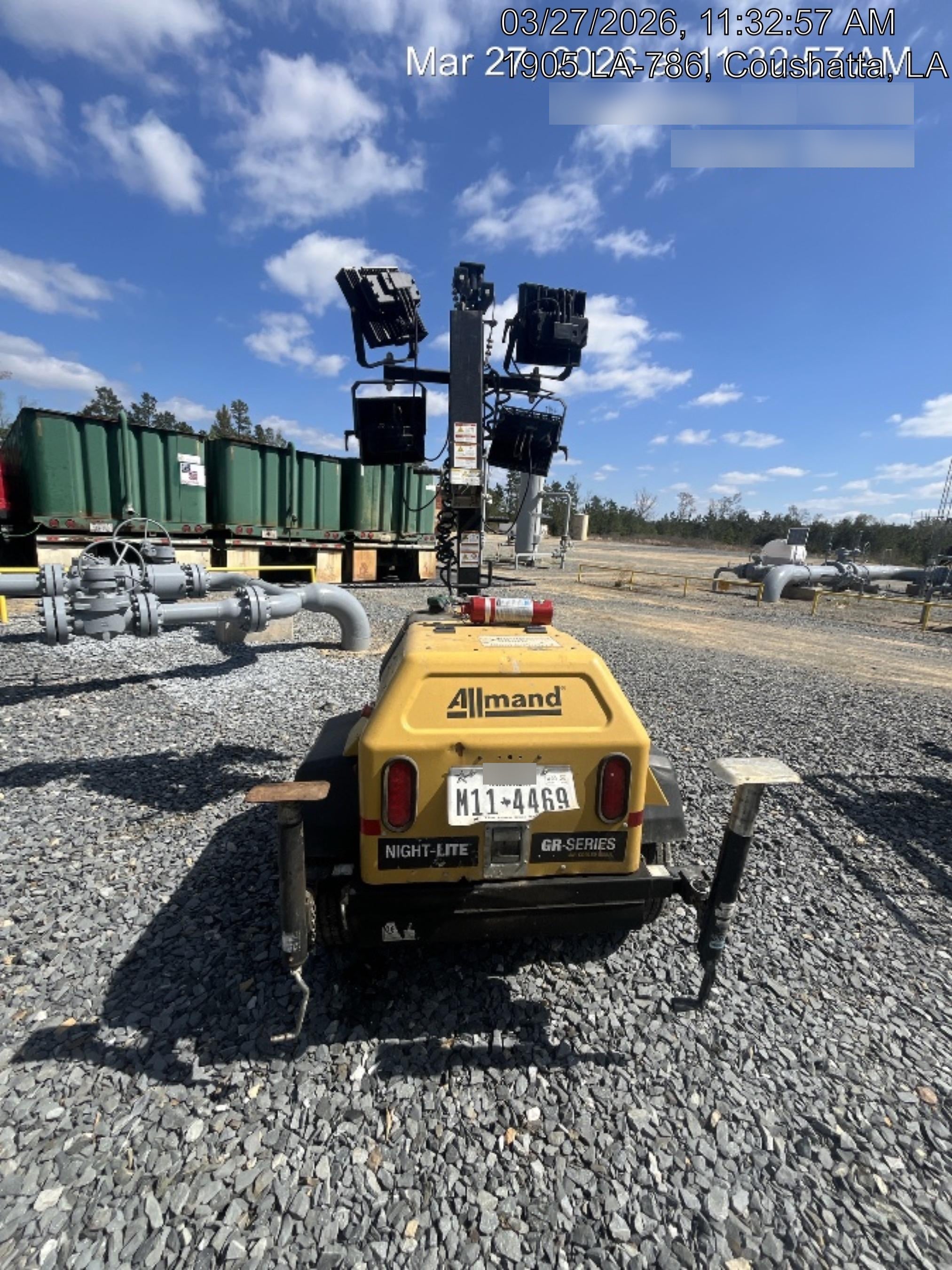 2022 Allmand NLV3GR (4) LED Light Fixture 350W, 23' Vertical Mast, 3kW Prime, Towable, Deep Sea L401, Leveling Jacks, Yanmar T4F 5.8hp