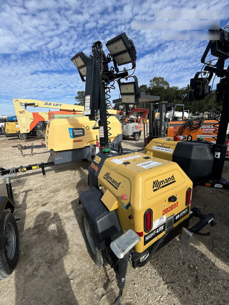 2022 Allmand NLV3GR (4) LED Light Fixture 350W, 23' Vertical Mast, 3kW Prime, Towable, Deep Sea L401, Leveling Jacks, Yanmar T4F 5.8hp