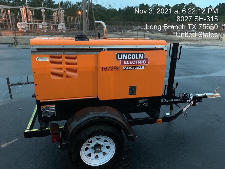 2021 Lincoln Electric Vantage 322 Vantage 322 Ready Pak 3 w/ Decals, ORANGE (includes trailer, cable rack, fender light kit) NO Telematics