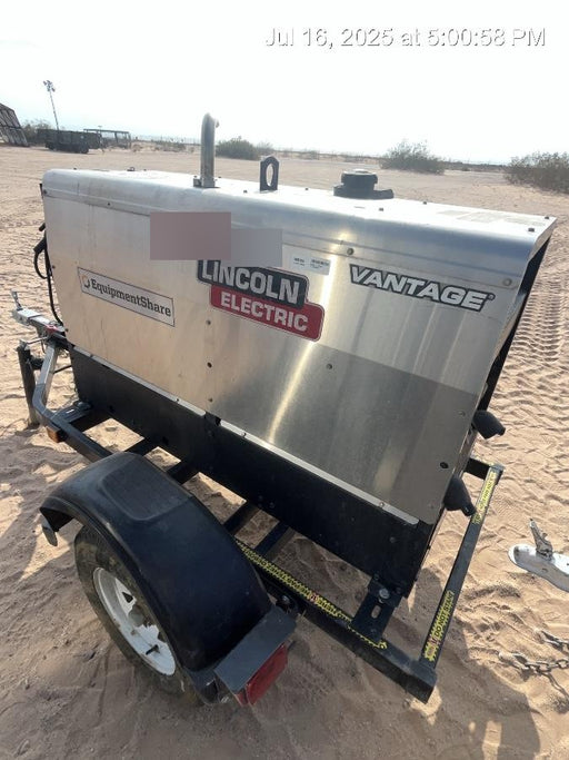 2019 Lincoln Electric Vantage 322 Welder Ready-Pak 3, Two wheel trailer, Fender and Light kit, Cable Rack