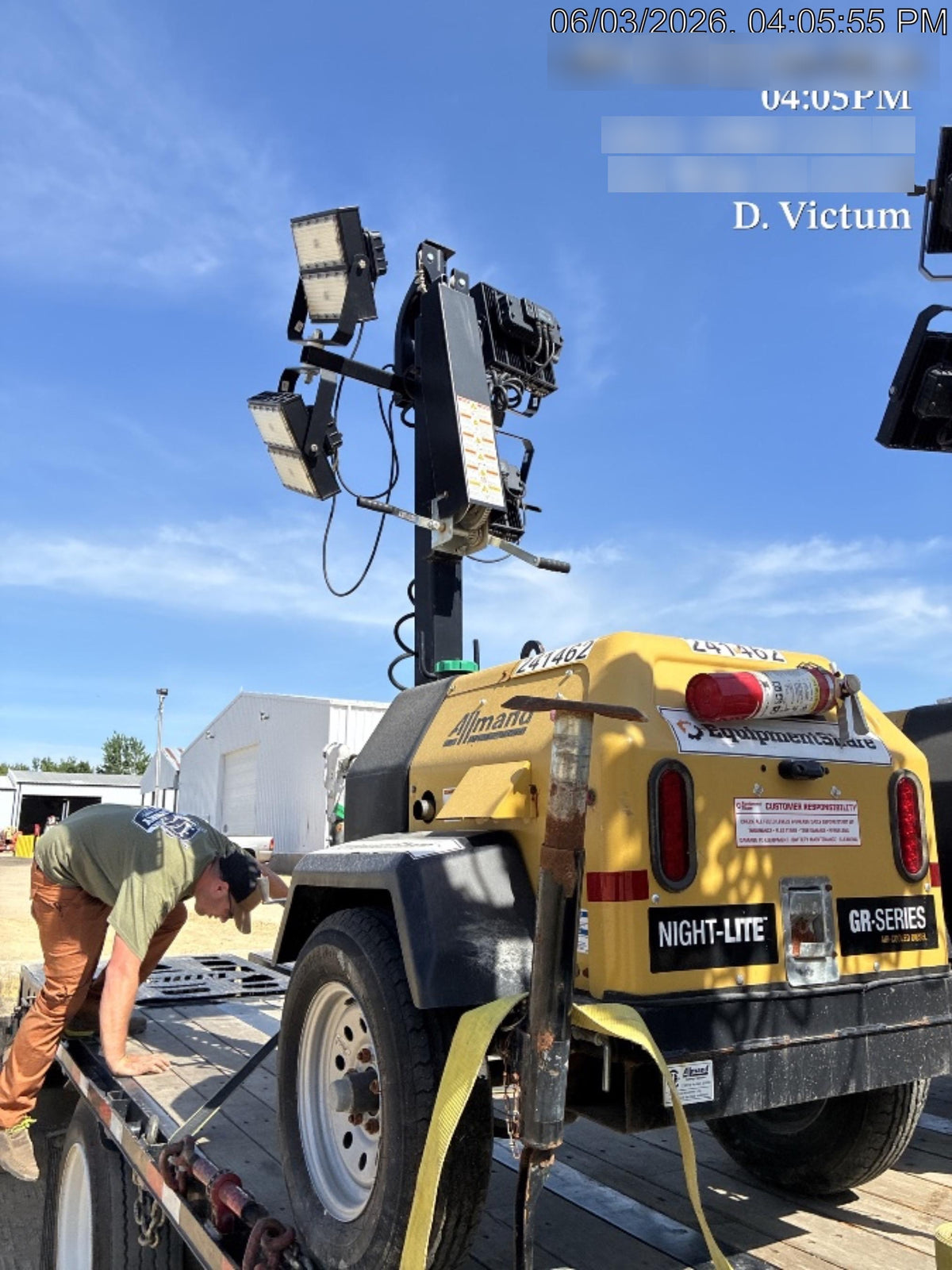 2022 Allmand NLV3GR (4) LED Light Fixture 350W, 23' Vertical Mast, 3kW Prime, Towable, Deep Sea L401, Leveling Jacks, Yanmar T4F 5.8hp