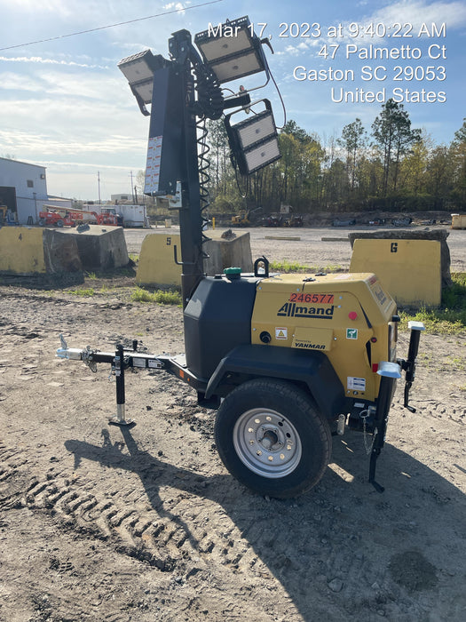 2022 Allmand NLV3GR (4) LED Light Fixture 350W, 23' Vertical Mast, 3kW Prime, Towable