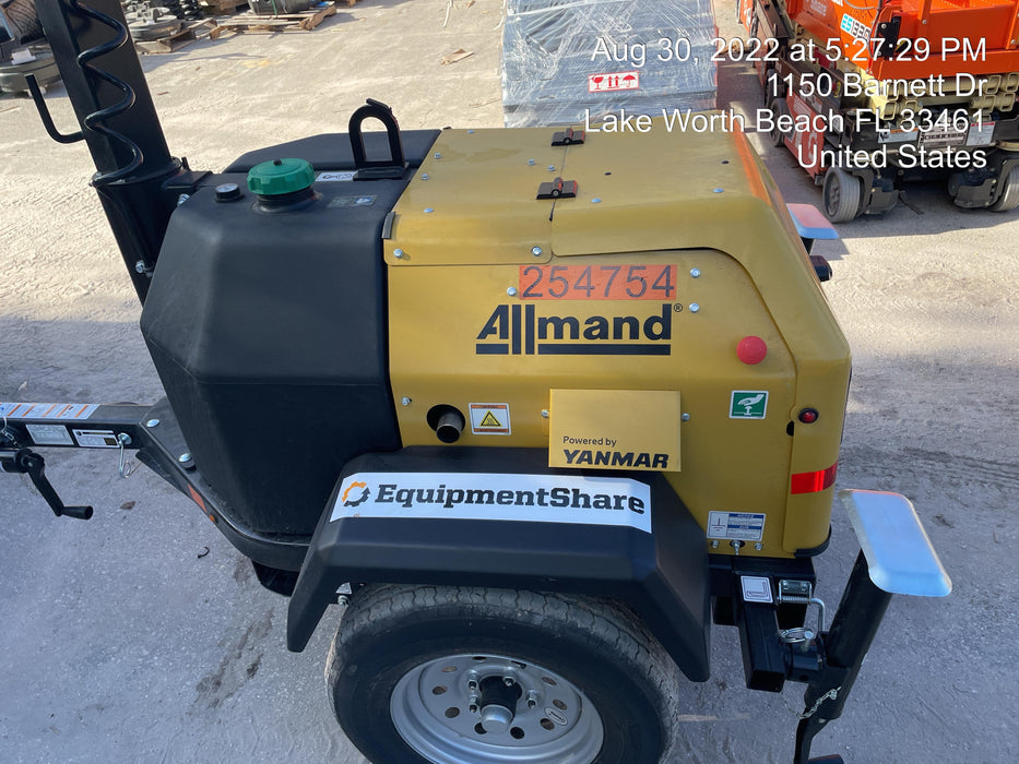 2022 Allmand NLV3GR (4) LED Light Fixture 350W, 23' Vertical Mast, 3kW Prime, Towable, ES Decals, T3