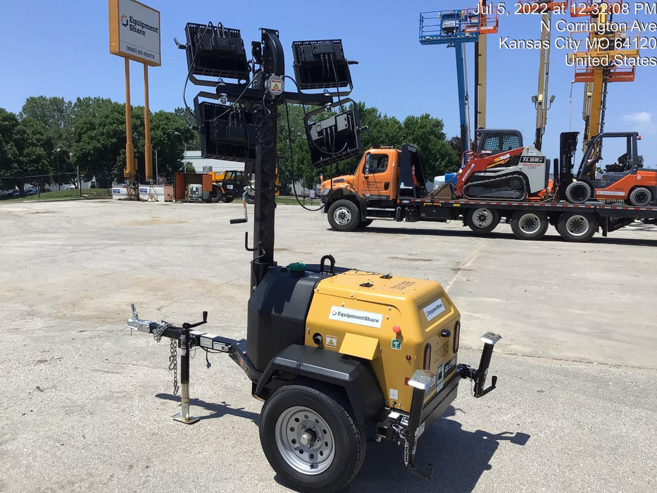 2022 Allmand NLV3GR (4) LED Light Fixture 350W, 23' Vertical Mast, 3kW Prime, Towable, Deep Sea L401, Leveling Jacks, Yanmar T4F 5.8hp