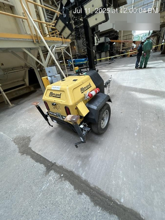 2022 Allmand NLV3GR (4) LED Light Fixture 350W, 23' Vertical Mast, 3kW Prime, Towable, Deep Sea L401, Leveling Jacks, Yanmar T4F 5.8hp