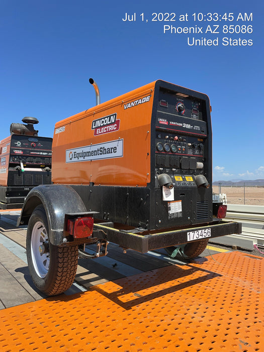 2021 Lincoln Electric Vantage 322 Vantage 322 Ready Pak 3 w/ Decals, ORANGE (includes trailer, cable rack, fender light kit) NO Telematics